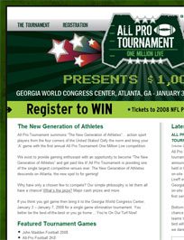 Web Design and Development for All*Pro Tournament